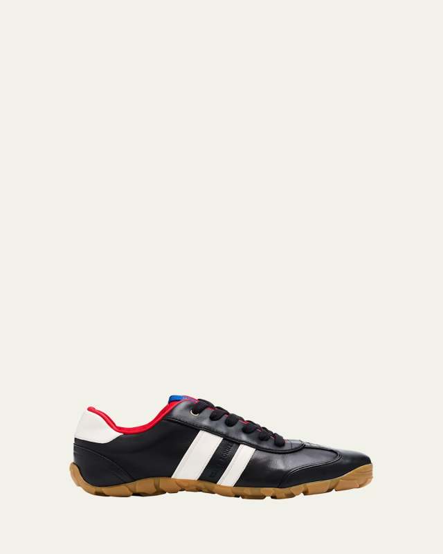 Bicolor Leather Lace-Up Sneakers